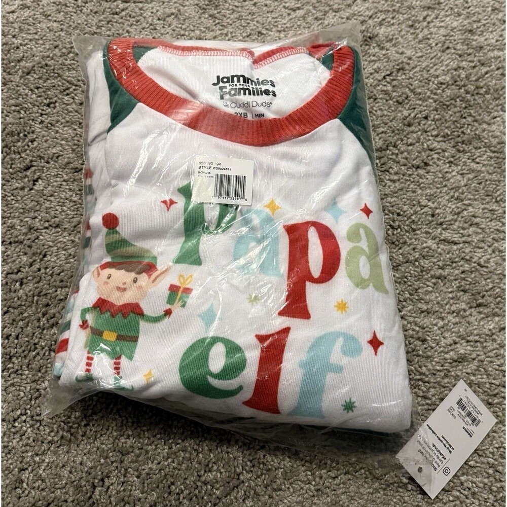 NWT  Cuddl Duds Papa elf Holiday Christmas Pajama Set Mens Size 2XB